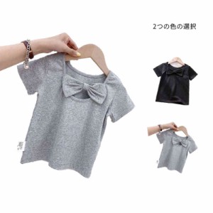 キッズ 半袖 tシャツ 女の子 可愛い tシャツ サマーシャツ リボンシャツ トップス 無地 シンプル インナーシャツ カジュアル インナーウ