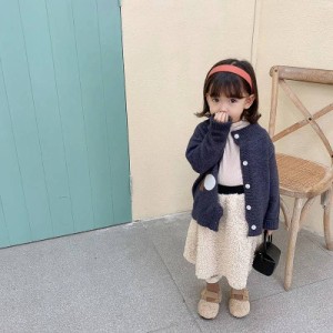 キッズ スカート ロング 秋冬 ロングスカート ボア カシミヤ ボトムス キッズ 子ども服 ウエストゴム 体型カバー 無地 カジュアル 80 90 