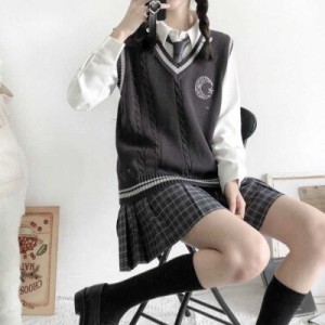 スクール ニットベスト JK制服 Vネック ベスト 女子 スクール ベスト Vネック 制服 学生服 スクールベスト ニット レディース 入学 学校 