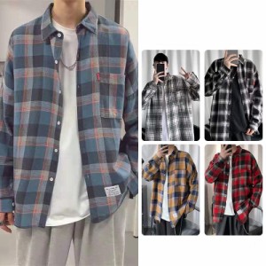 チェックシャツ メンズ ネルシャツ シャツ コットン ネルチェックシャツ /長袖 カジュアル ペアルック カップル 秋服 秋 冬服 腰巻 春服 