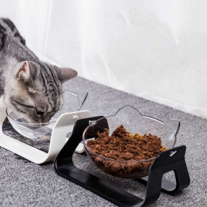 ペット食器台 猫 ペットフードボウル 餌台 エサ入れ ペット食器 スタンド猫型 フード入れ 角度調節 給水器 給餌器 フードテーブル シンプ