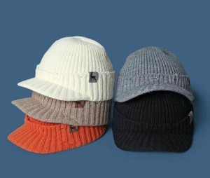 5色展開 メンズ レディース ニット帽 つば付き キャスケット ケーブル編み ニットキャップ 防寒 ぼうし あったか フリーサイズ 男女兼用 