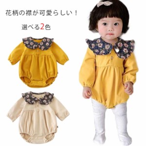 【送料無料】 ベビー服 女の子 ロンパース 長袖 春 秋 カバーオール 新生児 赤ちゃん キッズ服 長袖ロンパース コットン カラフル 袴 花