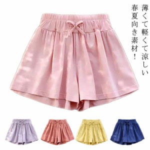 女の子 ショートパンツ 送料無料 キュロットパンツ キッズ ジュニア 子供服 ウエストゴム 無地 夏 リボン ガールズ 服 カジュアル ナチュ