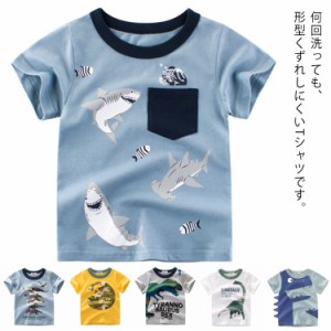 子供服 半袖Tシャツ 送料無料 ベビー キッズ 半袖カットソー トップス 半袖 男の子 恐竜 ジュニア コットン 綿 半そで クルーネックTシャ