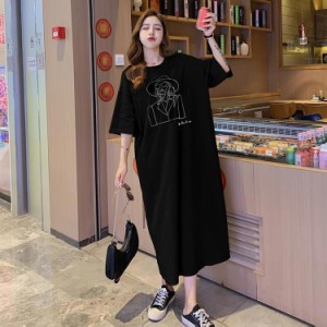 送料無料 ロングワンピース レディース Tシャツ ワンピース 半袖 トップス 夏服 マタニティウェア ロング丈 カットソー ゆったり 部屋着 