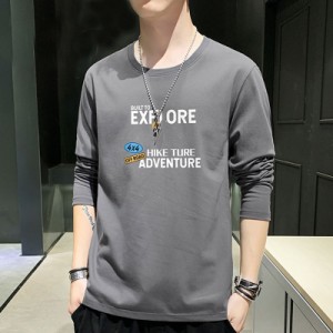 Tシャツ メンズ 長袖 カットソー 韓国 大きいサイズ ゆったり 秋 春 トップス ロンT  クルーネック 部屋着 おしゃれ インナー カジュアル