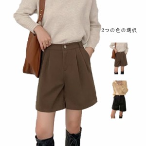 ハーフパンツ ハーフショートパンツ ショートパンツ ショートハーフパンツ レディース 春夏秋 ワイドパンツ ショートパンツ 無地 半ズボ