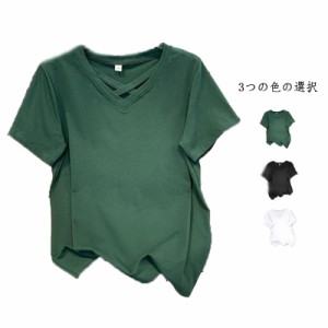 レディース おしゃれ 半袖ロングシャツ ゆるTシャツ 送料無料 無地 半袖 体型カバー 半袖シャツ 春夏 カジュアルシャツ トップス  半袖 T