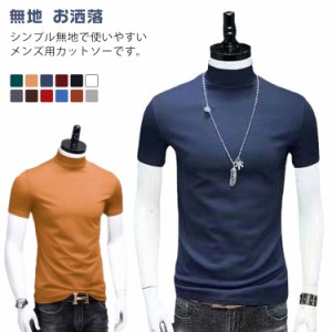 男性 メンズ 2枚セット！カットソー ロングTシャツ 半袖 2枚セット！カットソー トップス 大きいサイズ ハイネック タートルネック タイ