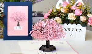 桜 3Dポップアップカード 3Dサンキューカード 結婚式 招待状カード バレンタイングリーティングカード 3Dサンキューカード ギフトカード 