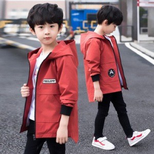 ブレーカー トレンチコート キッズ 男の子 アウター 子供服 ジップアップ パーカー マウンテンパーカー ロングジャケット ブルゾン ジャ