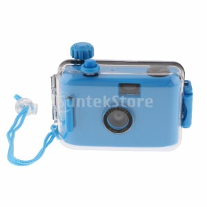 超小型 防水フィルムカメラ 再使用可能 バッテリー不要 水中撮影 深さ5mまで  - 青
