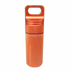 ピルケース アルミケース ポータブル ピルケースホルダー 薬容器 防水 ビタミン カプセル 3色 - オレンジ