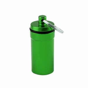 ノーブランド品 全6色 合金 気密 ピルボックス 錠剤ケース ホルダー 保存容器 カプセル ボトル キーホルダー - グリーン