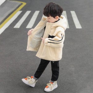 子供服 男の子 子供コート キッズ 冬服 モッズコート アウター 裏起毛 厚手 フード付き トレンチコート ロングコート キッズコート おし