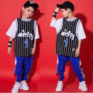 キッズ ダンス衣装 ヒップホップ チェック柄 セットアップ 子供 男の子 女の子 ダンスＴシャツ ダンスパンツ ジャズダンス ステージ衣装 