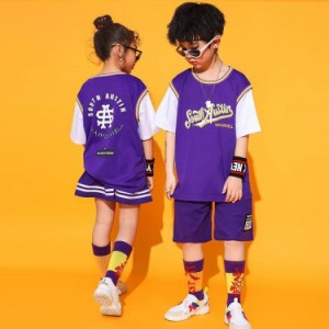 キッズ ダンス衣装 ヒップホップ チア セットアップ  チアガール 子供 男の子 女の子 Tシャツ スカート パンツ ジャズダンス 練習着 応援