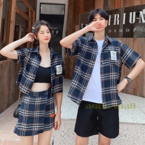 カップル ペアtシャツ 半袖 ペアルック お揃い 服 夏 花柄 パンツ 韓国ファッション デート おでかけコーデ おそろ オルチャンファッショ