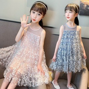 キッズ 子供服 ワンピース 女の子 キッズワンピース 花柄ワンピース チュール ノースリーブ チュニック 子供ドレス お姫様 おしゃれ カジ