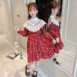 ワンピース 160 子供服 韓国子供服 キッズ 春服 長袖 花柄ワンピース 子供ドレス dress 子ども服 ベビー服 お姫様 女児 おしゃれ 可愛い 