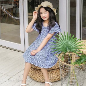 キッズ 子供服 ワンピース 女の子 キッズワンピース 半袖ワンピース チェック柄 フリル チュニック 子供ドレス お姫様 おしゃれ カジュア