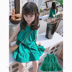 ワンピース キッズ 子供服 女の子 ノースリーブ キャミソール 韓国子ども服 ベビー服 子供ドレス 誕生日 七五三 赤ちゃん お姫様 おしゃ