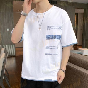 Tシャツ 夏 上着 半袖Tシャツ メンズ クルーネック 薄手 メンズファッション ゆったり 大きいサイズ