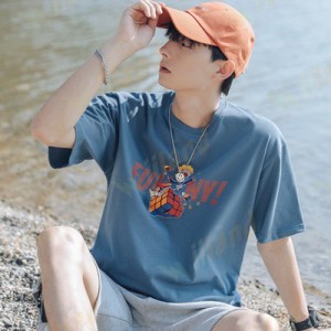 上着 半袖Tシャツ メンズ カットソー クルーネック Tシャツ 夏 カジュアル ファッション 薄手