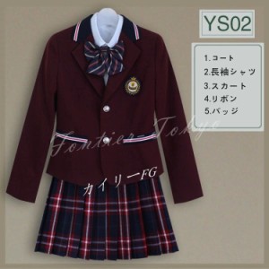 女の子スーツ 上下セット 卒業式 女子高校生 学生服 バッジ プリーツスカートスーツジャケット 制服 スカート ネクタイ 女子高校生 5点セ