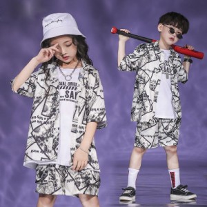 キッズダンス衣装 ヒップホップ キッズ ダンス衣装 HIPHOP JAZZ ガールズ シャツ 花柄 レディース メンズ 子供 花柄シャツ ダンスシャツ 