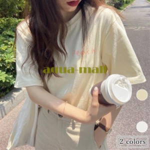 Tシャツ 半袖 レディース 半袖Tシャツ ゆったり もも柄 カットソー ラウンドネック サマーTシャツ ピーチ柄 トップス 夏 ゆったりTシャツ