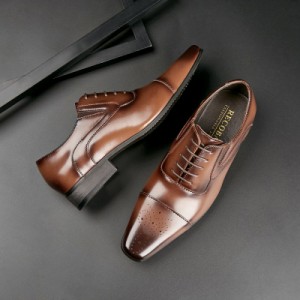 ブローグシューズ メンズ ビジネスシューズ 通気性 革靴 イギリス風 レースアップ  紳士靴 ローカット 歩きやすい 冠婚葬祭 正式