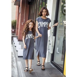 ワンピース ペアルック 親子お揃い Tシャツ シャツ チュニック 韓国子供服 女児 女の子 子ども服 キッズ レディース ママ 半袖