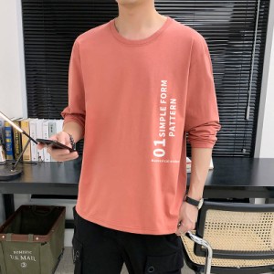 長袖tシャツ ロンT メンズ ロングTシャツ 長袖 シンプル 無地Tシャツ 英字柄 Tシャツ スポーツ 綿 おしゃれ 男性用