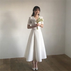 パーティードレス 結婚式 ドレス ミモレ丈 ロングドレス 演奏会 ドレス 二次会 ウェディングドレス Aライン ドレス パーティー ピアノ お