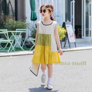 子供服 女の子 Tシャツ ワンピース キッズ 親子ペア 韓国子供服 ジュニア 夏 半袖 ロングT 子供ドレス dress カジュアル おしゃれ 可愛い