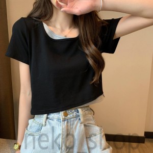 Tシャツ レディース 春夏 半袖トップス  タイト スリム お洒落 カジュアル セクシー タンクトップ レディース インナー キャミソール