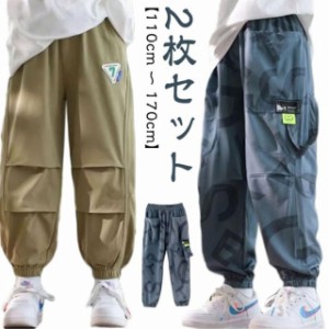 【2枚組】カーゴパンツ 男の子 夏 ボトムス ひんやり 涼感 接触冷感 蚊防ぐ ロングパンツ 総柄 虫除け 防虫 ズボン 子供 薄手 110cm 120c