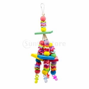 オウム鳥木製のはしごとまり木のおもちゃカラフルなビーズスイングケージのおもちゃ