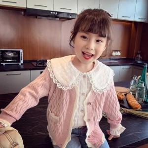 ニット カーディガン 子供服 アウター 長袖 送料無料 ポケット付き キッズ 女の子 90 100 110 120 130 140 150cm 入園 かわいい おしゃれ