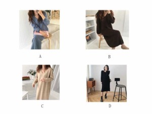 ニットワンピース レディース カシミヤタッチニット 長袖 Vネック ロング ゆったり ワンピース きれいめ Vネック 快適 あったか 体型カバ