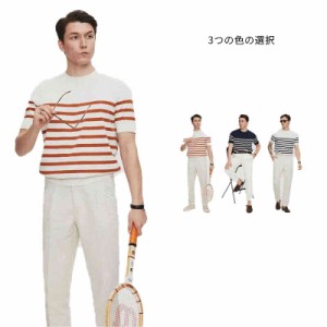 サマーニット メンズ 夏 半袖 メンズファッション トップス Tシャツ スポーツシャツ 涼しい 20代30代40代50代 送料無料