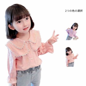  フォーマルシャツ トップス 子供服 シャツブラウス 折襟 女の子  インナーブラウス キッズ 春秋 長袖 ジュニア トップス シンプル カジ