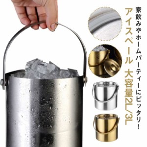 アイスペール 2L 3L 氷入れ アイスバケット 蓋付き 真空二重断熱 ステンレス 結露しにくい 氷 保存容器 氷バケツ ワイン 酒 クーラー ワ