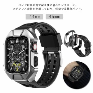 Watch case for series 8 7 6 SE 5 4用 44mm 45mm用 高級 アップルウォッチ シリコン バンド カーボンケース ラバー 高級ベルト ケースバ