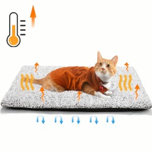 自己発熱犬猫ベッド自己発熱猫犬マット、屋内屋外ペット用の非常に暖かい熱ペットパッド、取り外し可能な滑り止めボトムカバー付き