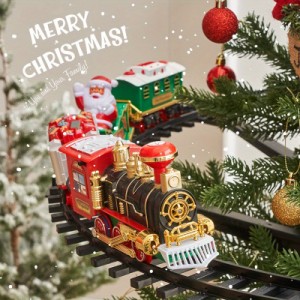 外国貿易電気クリスマス列車、電気音と光が付いているクリスマスツリーに掛けられるクリスマスレールカー、クリスマスの贈り物のおもちゃ