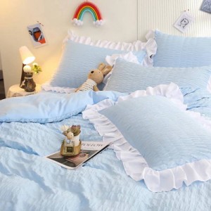 2点セット 枕カバー ピロケース フリル 48X74cm 封筒式 まくらカバー 可愛い 無地 肌触良い ふんわり 姫系 プリンセス サラサラ 韓国 シ