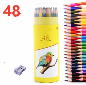油性色鉛筆 48色セット 削り器付き 色鉛筆 アート鉛筆セット 油性色ペン 塗り絵 美術 描き用 スケッチ用 絵の具 画材セット 入学準備 新